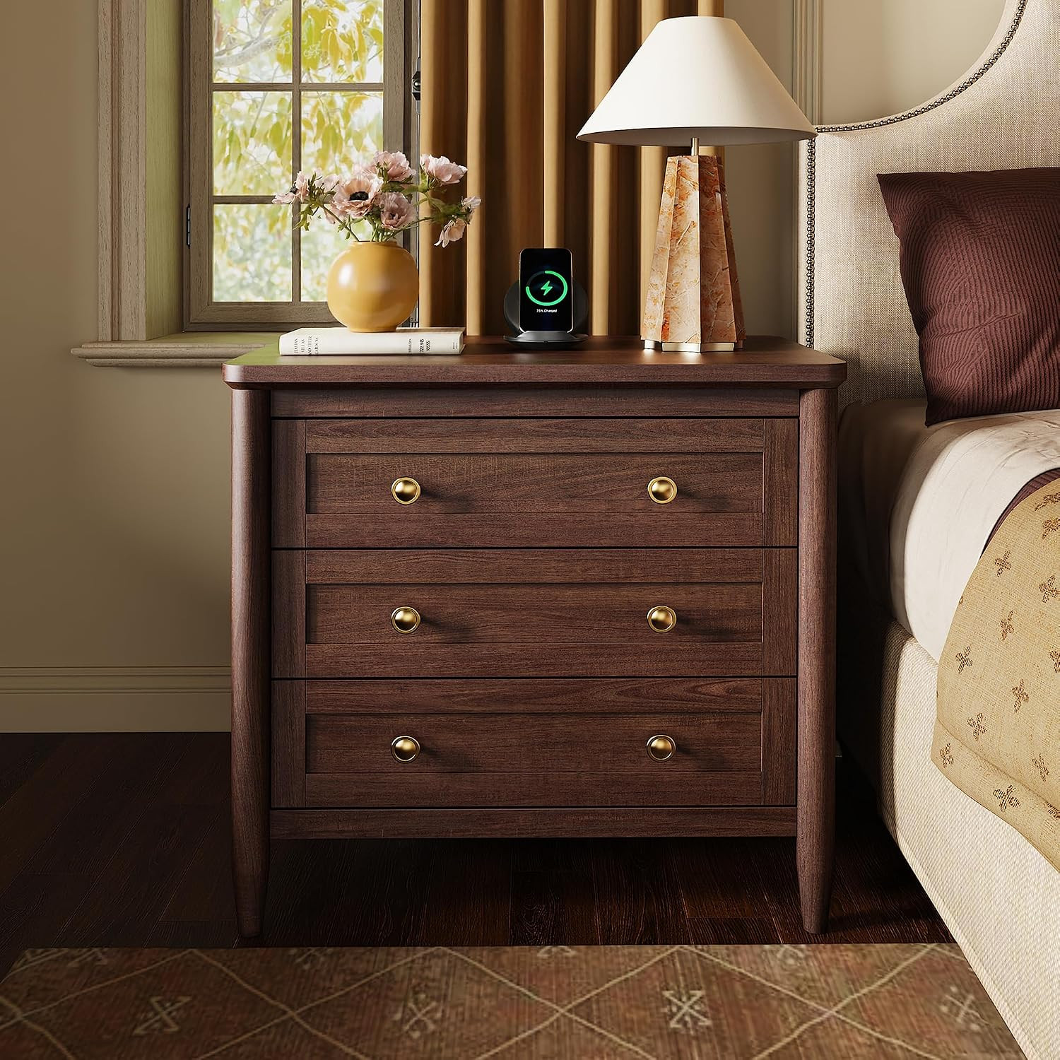 Huuger 27''H Tall Nightstands with Hidden Charging Station | Amazon (US)