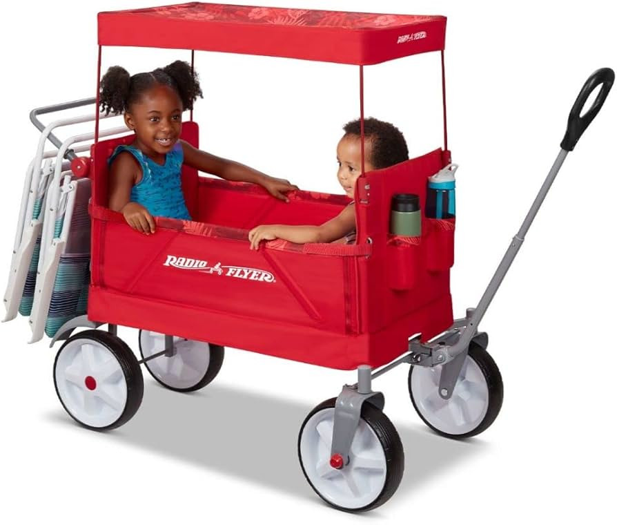Radio Flyer Beach & Boardwalk Wagon, Folding Beach Cart, Ages 1.5+, Red Beach Wagon | Amazon (US)