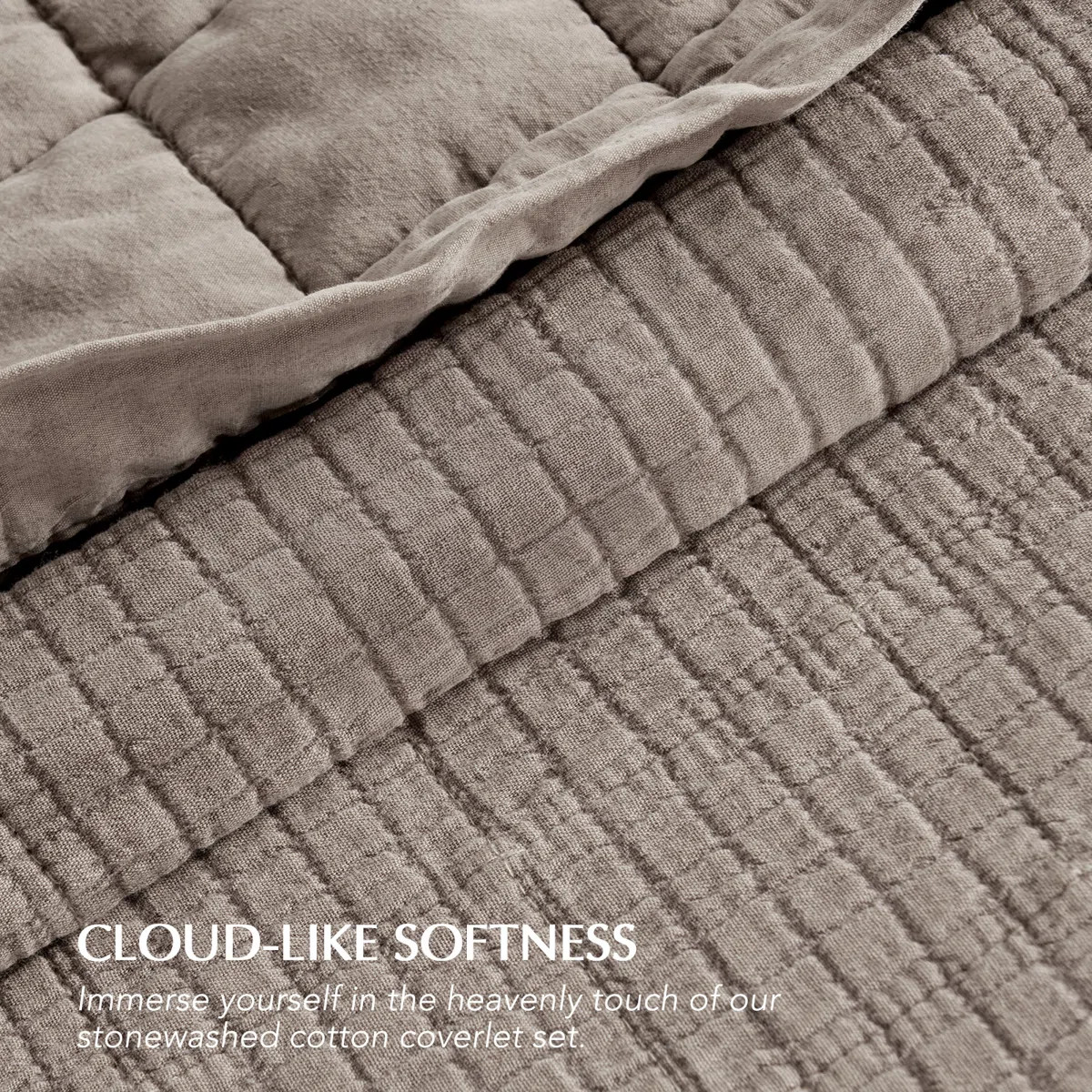 Stonewashed Crinkle Cotton Box Stitch Quilt Set | Birch Lane
