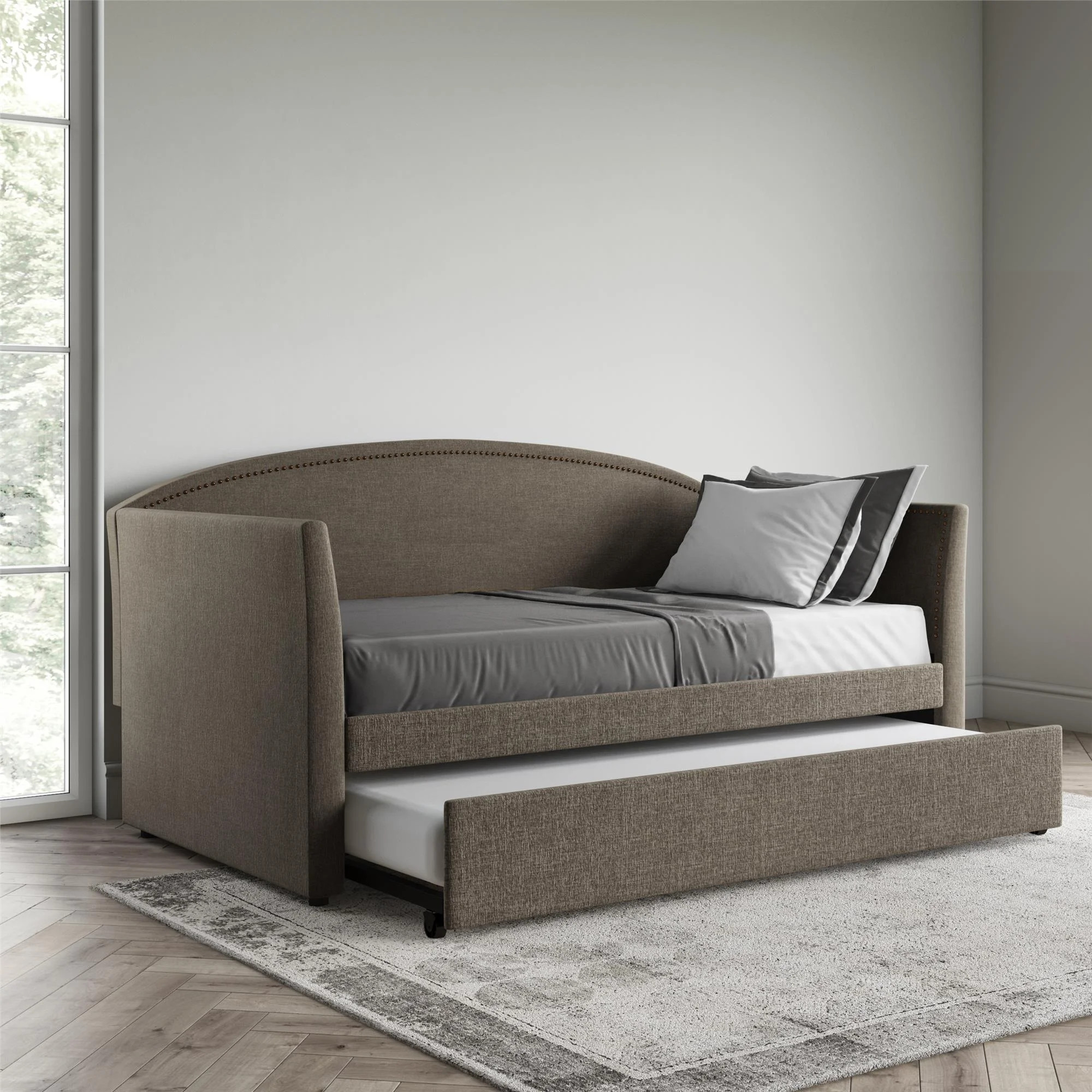 Better Homes & Gardens Grayson Daybed & Trundle, Twin Size, Gray Linen - Walmart.com | Walmart (US)