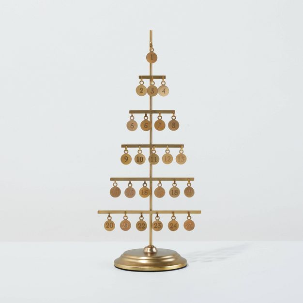 15.5&#34; Metal Christmas Advent Calendar Tree with Charms Brass Finish - Hearth &#38; Hand&#8482... | Target