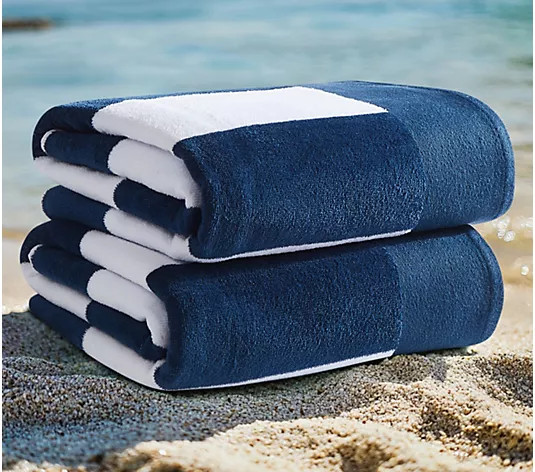 Oceanfront Resort Cabana Stripe 2-Pack Beach Towel - QVC.com | QVC