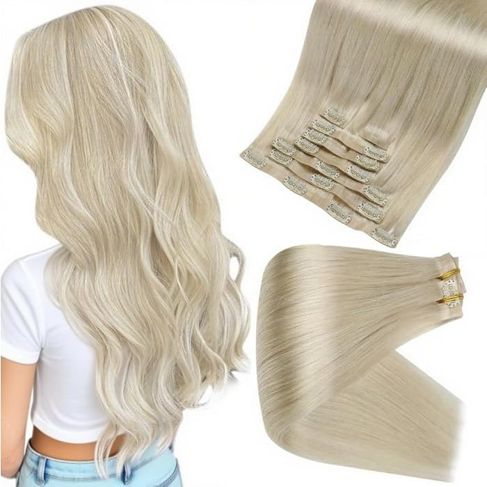 Full Shine Clip in Hair Extensions Blonde Human Hair Clip in Extensions Invisible Remy Hair for W... | Amazon (US)