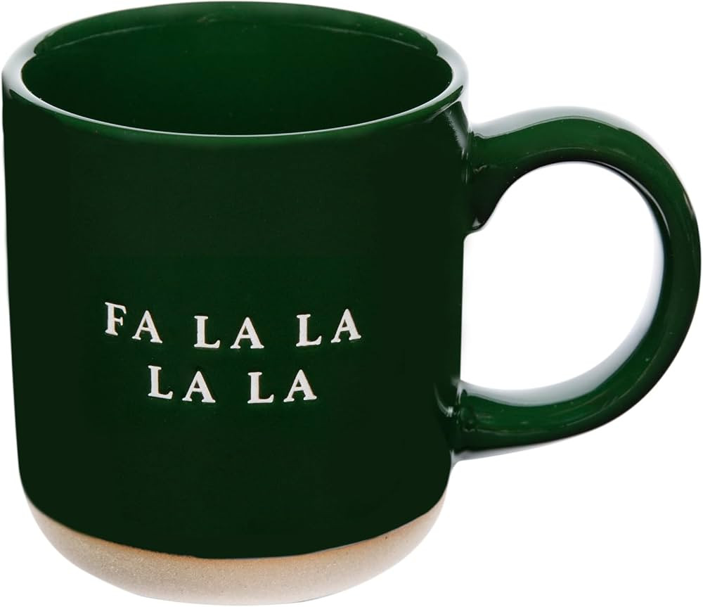Sweet Water Decor Fa La La Mug Holiday Mug | Green Stoneware Christmas Mug | Microwave & Dishwash... | Amazon (US)