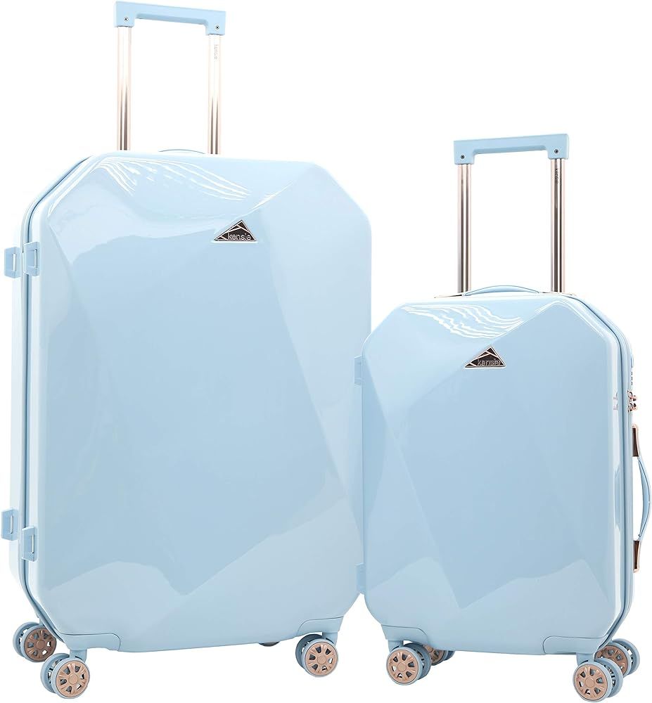 kensie Women's Only Shiny Diamond Hardside Spinner Luggage Set, Sky Blue, 2-Piece (20/28) | Amazon (US)