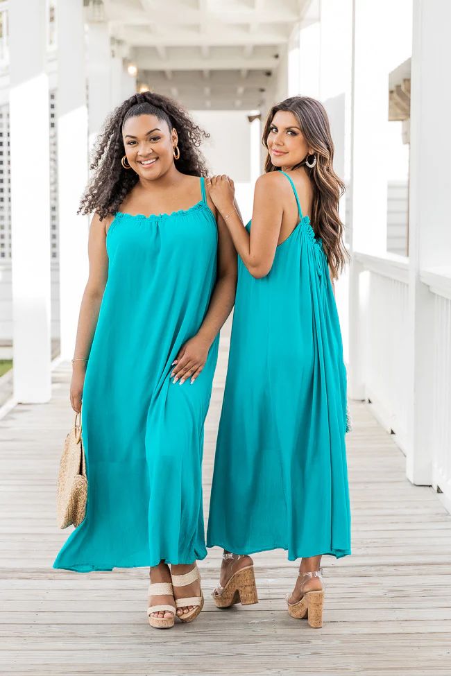 Choose Fate Teal High Neck Maxi Dress | Pink Lily