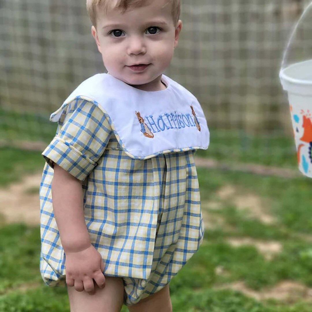 Baby Boy Easter Outfit, 1st Birthday Bunny Rabbit Party, Peter Pan Collar, Baby Easter Outfit 293... | Etsy (US)