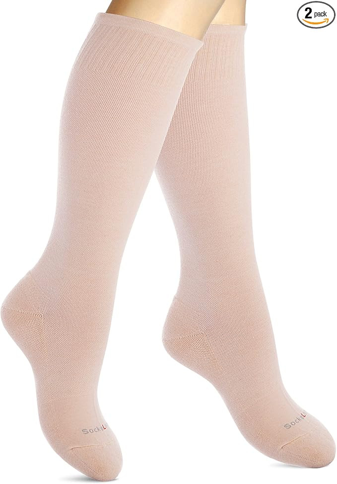 Cotton Compression Socks for Women & Men. 15-20 mmHg Support Knee-High Nude M/L | Amazon (US)