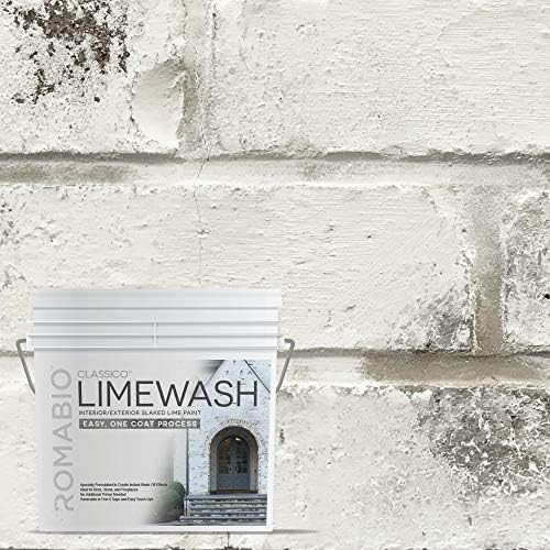 Romabio Classico Limewash Interior/Exterior Paint, Italian slaked-Lime, One Coat, Avorio White, 2... | Amazon (US)