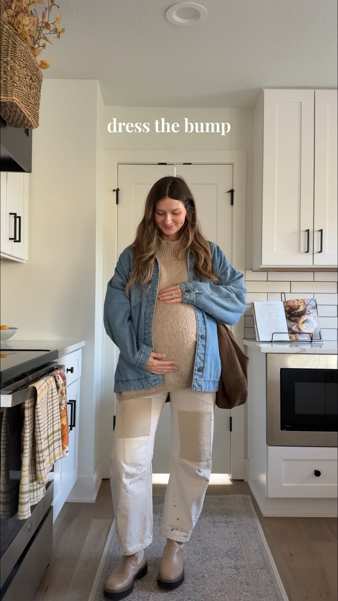 wearing a small in jacket, fits oversized! sized up in sweater but my usual small would have been fine! Jeans are pre-pregnancy tts, just have them unbuttoned for the bump! 

Fall outfit, winter outfit, bump friendly 

#LTKBump #LTKSeasonal