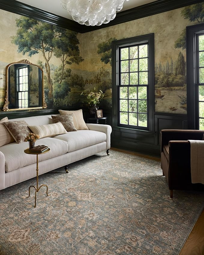 Loloi Chris Loves Julia Palma Collection PLM-05 Blue/Natural 7'-10" x 10' Area Rug Vintage Style ... | Amazon (US)