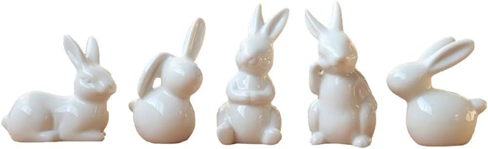 BESPORTBLE Easter Bunny Decorations Spring Home Decor Bunny Figurines Easter White Rabbit Ceramic... | Amazon (US)