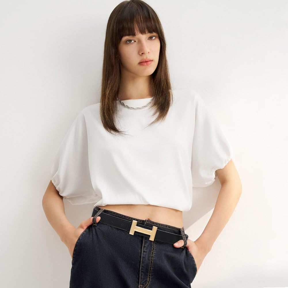 Relang Women's Belts with Gold Buckle, Fashion Waist Band, Elegant Ladies' Belt, Gift for Women | Amazon (US)