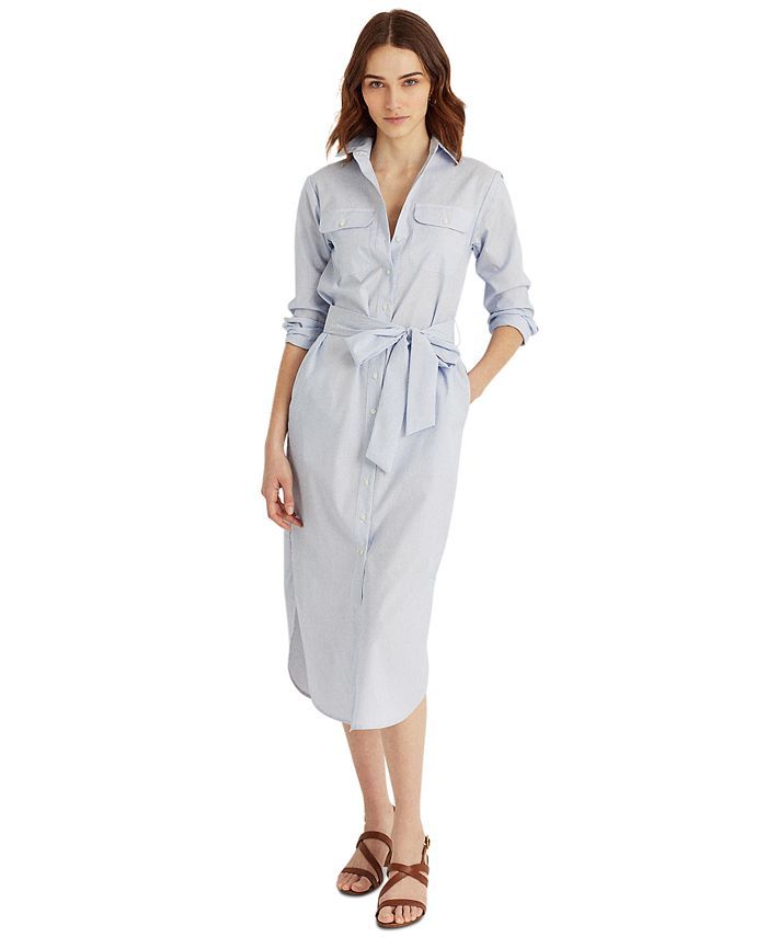 Striped Cotton Broadcloth Shirtdress | Macys (US)