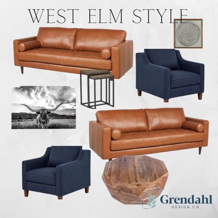 West elm style. Modem style living room. Leather sofa.  Arm chair. Midwest design. Living room. Family room. Furniture sale 

#LTKFind #LTKsalealert #LTKhome