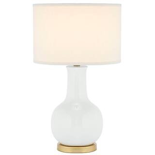 SAFAVIEH Paris 27 in. White Gourd Ceramic Table Lamp with White Shade-LIT4024A - The Home Depot | The Home Depot
