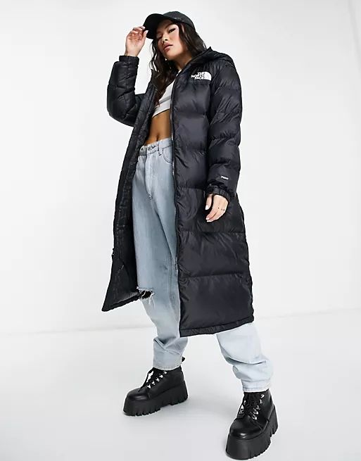 The North Face Nuptse Belted parka coat in black | ASOS (Global)