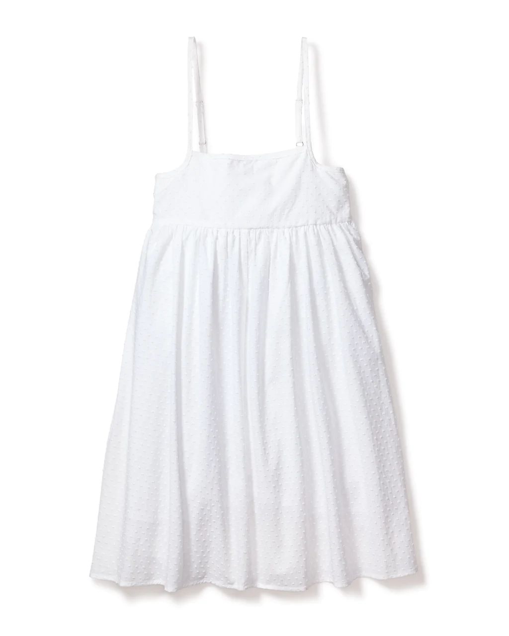Girl's Swiss Dots Serene Day Dress in White | Petite Plume