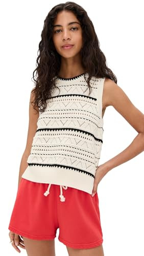 Varley Women's Athena Pointelle Knit Vest, Egret, Off White, Stripe, S | Amazon (US)