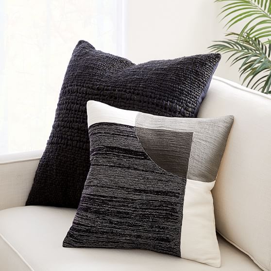 Crewel Overlapping Shapes & Cozy Weave Pillow Set, Set Of 2 | West Elm (US)