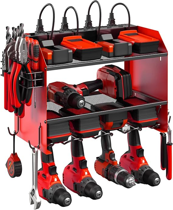 CCCEI Modular Power Tool Organizer Wall Mount with Charging Station. Garage Drill Storage Shelf w... | Amazon (US)