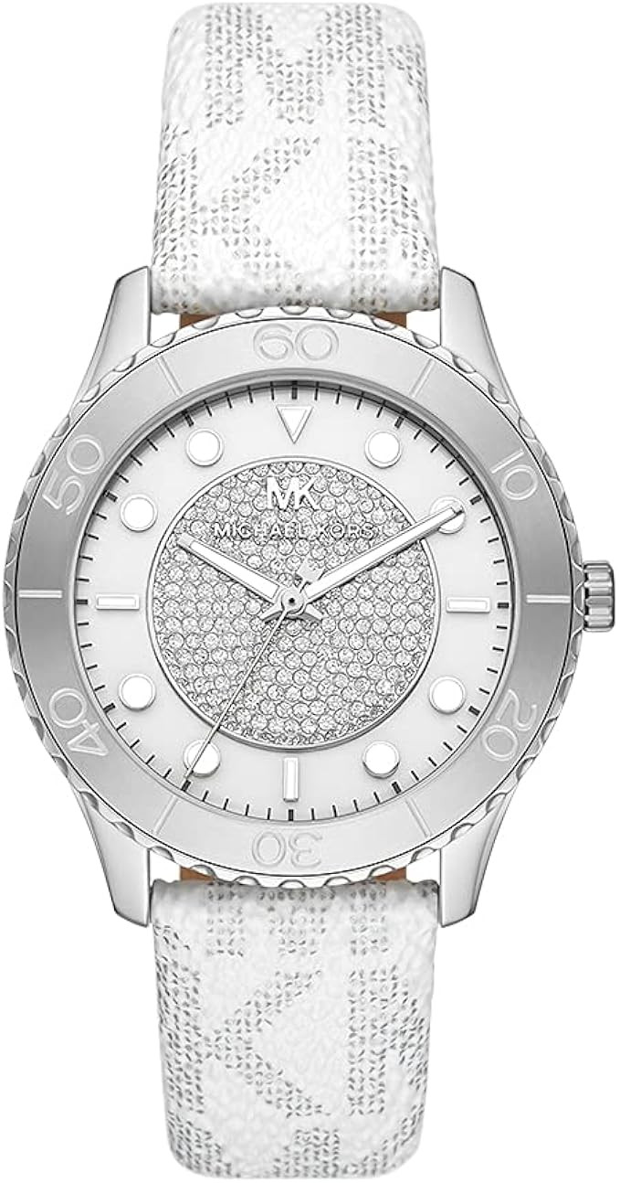 Michael Kors Women's Runway Three-Hand White Metallic PVC Watch (Model:MK6998) | Amazon (US)