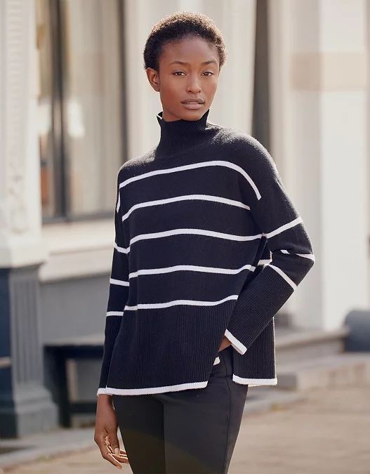 Stripe Funnel-Neck Jumper With Cashmere | The White Company (UK)