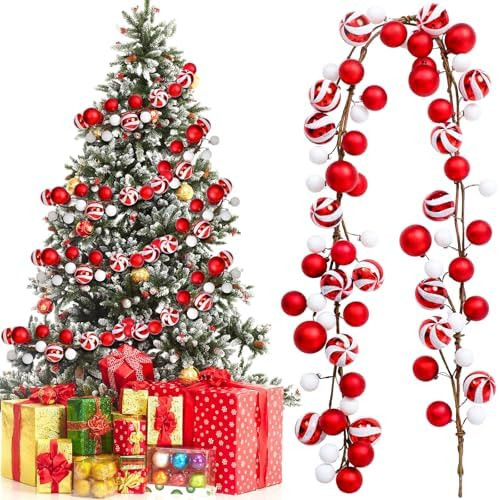 Jutom 6Ft Christmas Ball Garland Ornament Bauble Christmas Tree Bulb Shatterproof Garland Decorat... | Amazon (US)