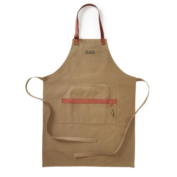 Waxed Canvas and Leather BBQ Apron, Khaki | Mark and Graham