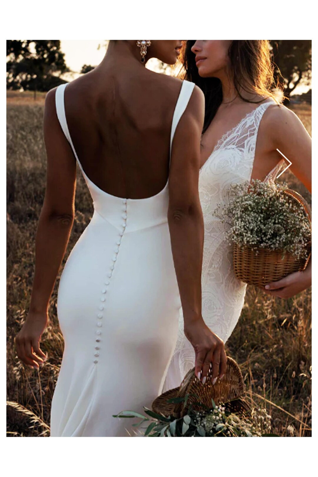 Backless Simple wedding dress/ Simple Bridal white Dress with buttons/ Wedding Beach dress low op... | Etsy (US)