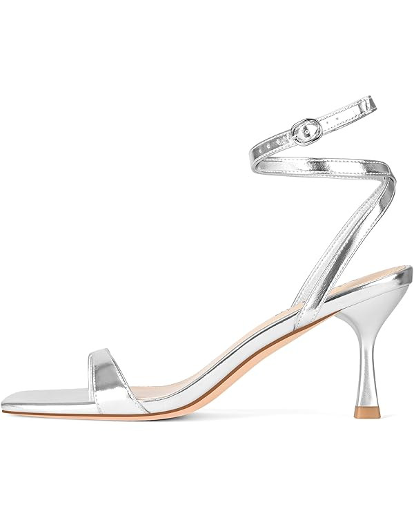 Adrizzlein Kitten Heels for Women Strappy Heels Square Open Toe Lace up Heeled Sandals Ankle Wrap... | Amazon (US)