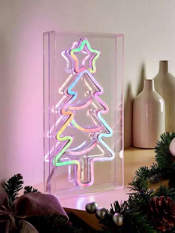 Festive 30 cm RGB Neon Christmas Tree with USB and Remote | Very (UK)