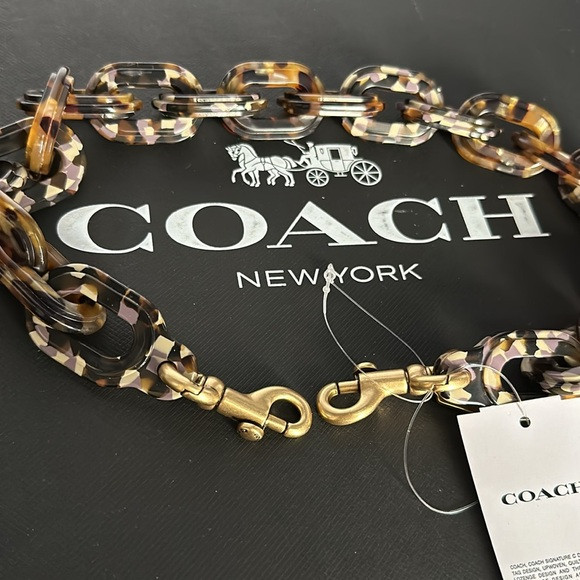 NWT Coach Short Purse Chain Strap With Recycled Resin Coachtopia Tortoise Brass | Poshmark