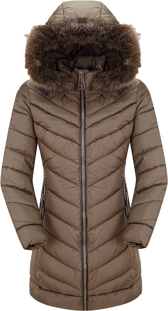 Bellivera Puffer Jacket Women,Lightweight Padding Bubble Hooded Coat with Fur Collar Warmth Outer... | Amazon (US)