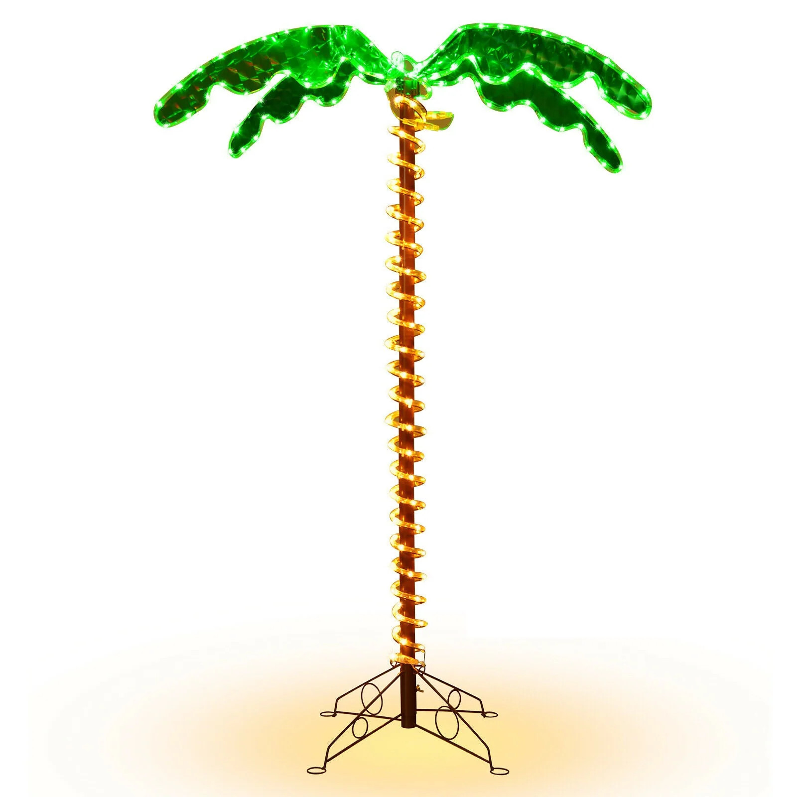 Slickblue Tropical Paradise LED Palm Tree (4.5ft) Artificial Indoor/Outdoor Stand with Warm Rope Lights Metal Base for Patio Balcony or Garden | Lowe's