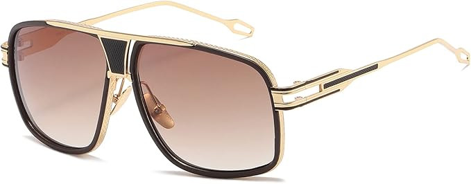 AEVOGUE Sunglasses For Men Goggle Alloy Big Frame Metal Punk Style Shield AE0336 | Amazon (US)