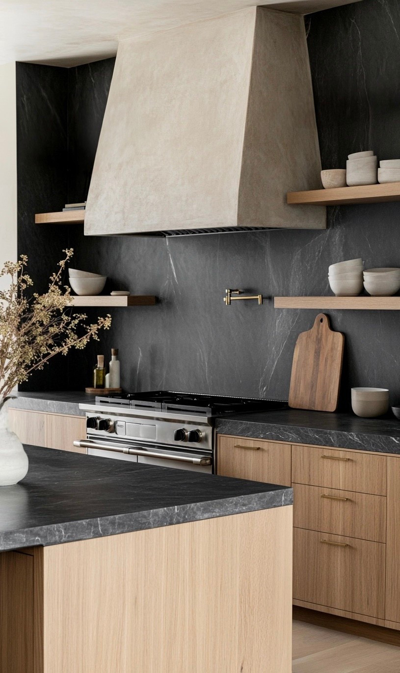 soapstone countertops + natural white oak cabinets… yes please 🖤

#LTKHome #LTKSaleAlert