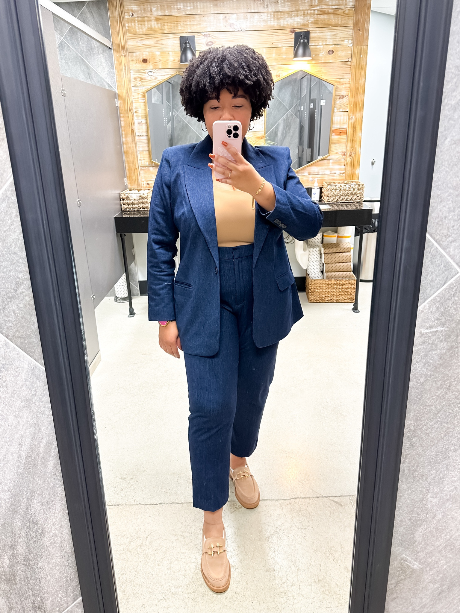 This denim suit screams move over, the boss is coming through! I love everything about this look. It’s the denim blazer and the ankle denim trousers and the bodysuit and the suede loafers for me. I’ve also linked a skinny and a wide leg version of the pants and shorts.
I’m wearing Xl In blazer,  14 in pants and M in the bodysuit. 
Where would you wear this to?

#LTKmidsize #LTKCyberWeek #LTKstyletip