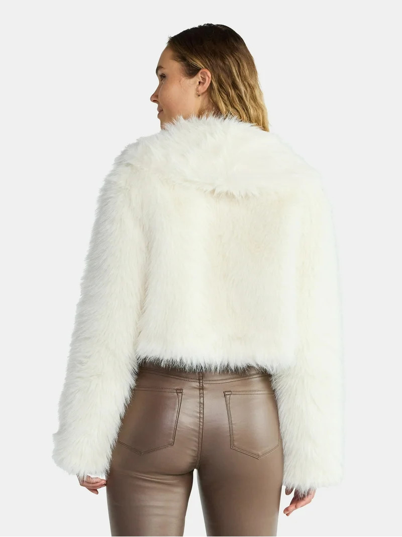 Madden NYC Women's Faux Fur Cropped Jacket, Sizes XXS-XXL | Walmart (US)