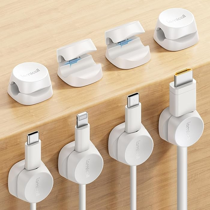 8Pack Cord Organizer [1s Lock] Spring Cable Management Clips - Lamicall Desk Cord Holder, Adhesiv... | Amazon (US)
