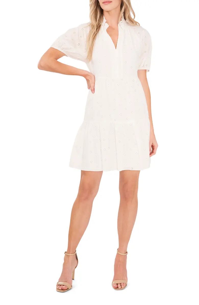 CeCe Puff Sleeve Cotton Eyelet Dress | Nordstrom | Nordstrom