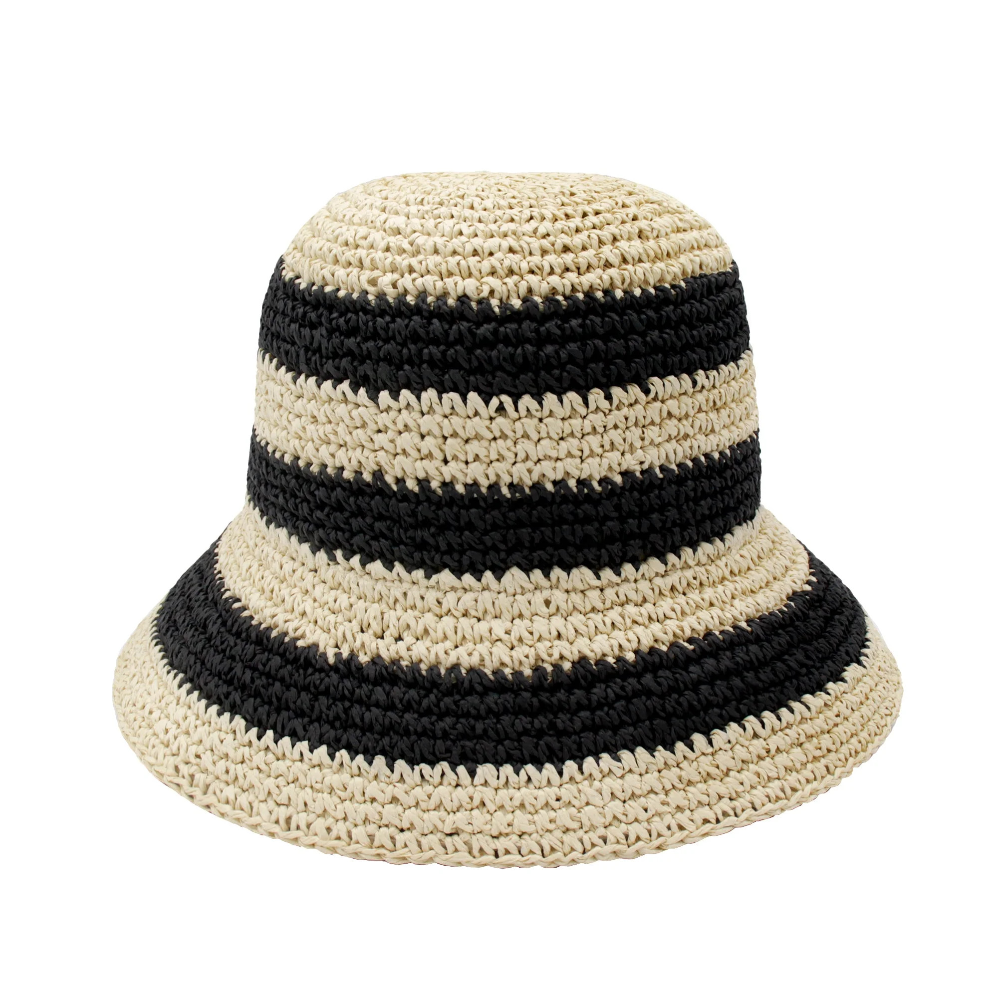 ACCEHUT Y2K Candy Stripe Straw Hat Breathable Lightweight Easy Storage Black Adult - Walmart.com | Walmart (US)