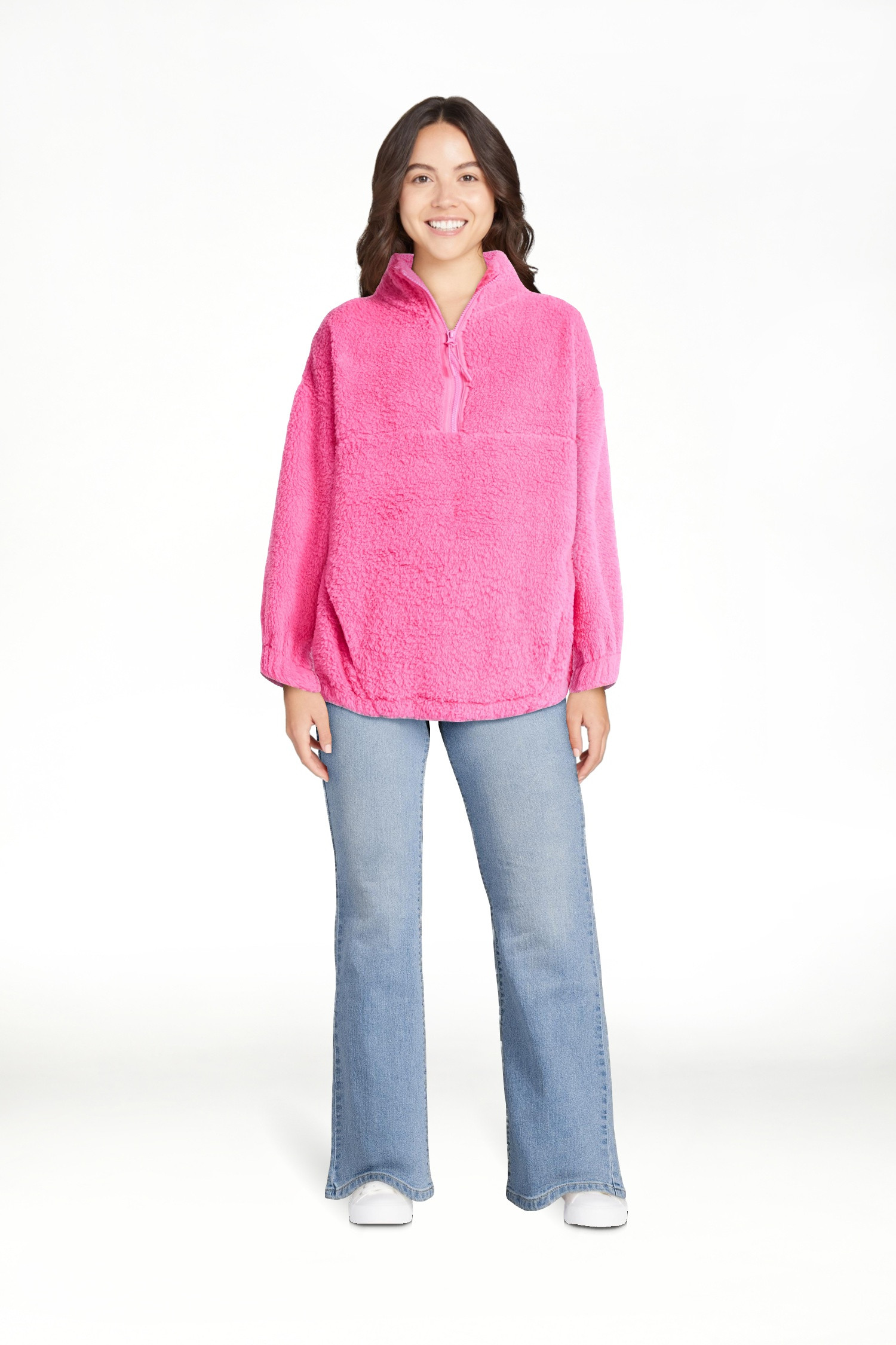 No Boundaries Plush Half-Zip Pullover, Women's and Plus | Walmart (US)