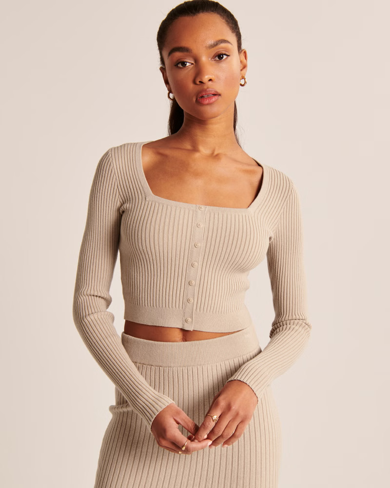 Women's Ribbed Squareneck Sweater | Women's Clearance | Abercrombie.com | Abercrombie & Fitch (US)