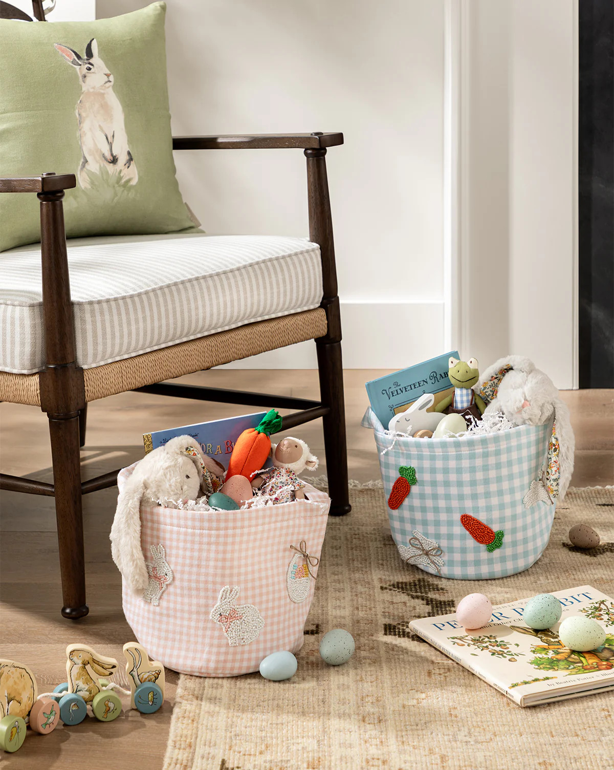 Pink Gingham Bunny Easter Basket | McGee & Co. (US)