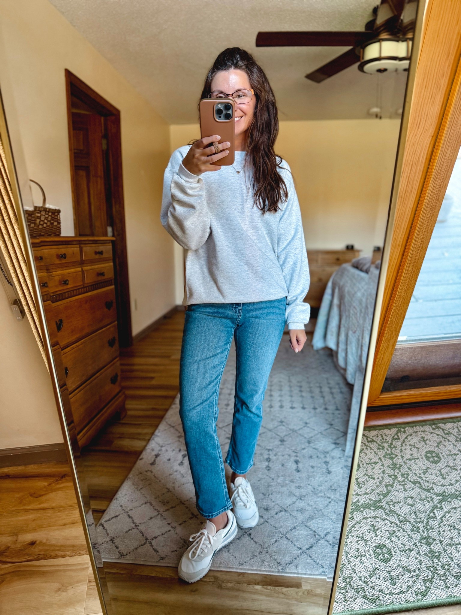 Wearing size small in this crewneck sweatshirt, size 25 in the 26” inseam in these jeans (super comfy!) and size 6.5 in these sneakers 

#LTKFindsUnder100 #LTKFindsUnder50 #LTKPetite