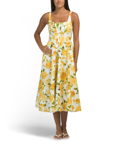 Sleeveless Floral Corset Bodice Midi Dress | Casual Dresses  | Marshalls | Marshalls