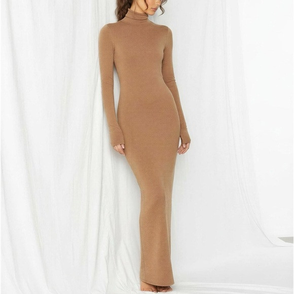 LOVERS + FRIENDS Emaline Turtleneck Maxi Sweater Dress, Dark Camel, Small | Poshmark