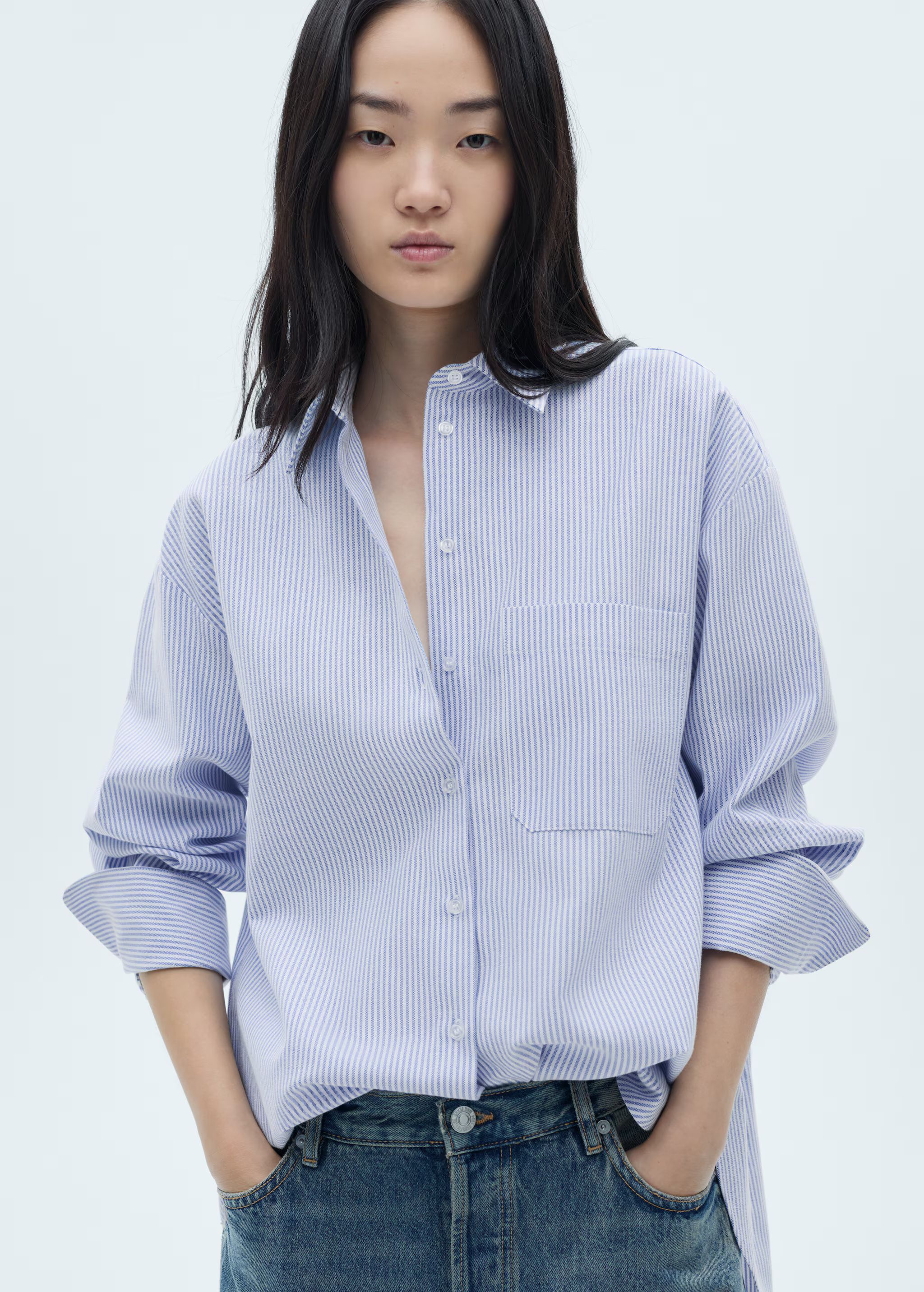 Striped cotton shirt | MANGO (US)