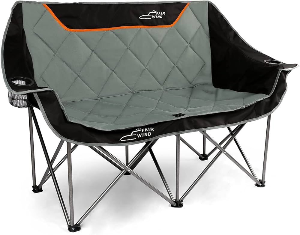 FAIR WIND Oversized Fully Padded Camping Chair Folding Loveseat Camping Couch Double Duo Chair He... | Amazon (US)